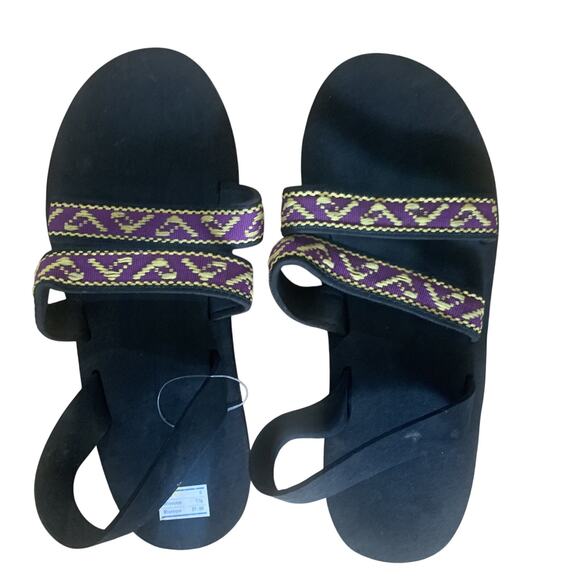 NEW WOMEN'S PURPLE/YELLOW/BLACK AZTX DESIGN SANDALS SIZE 7.5 - Picture 3 of 5